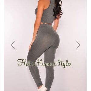 Hot Miami Styles Charcoal Racer Back Two Piece Set